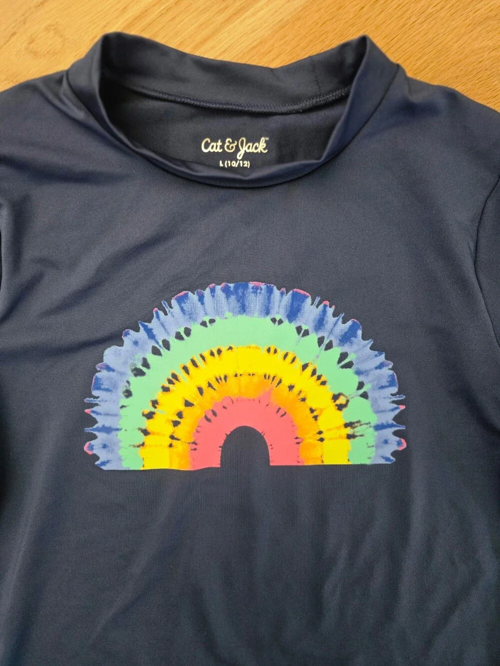 Cat & Jack Blue Kids Rashguard with Rainbow Graphic